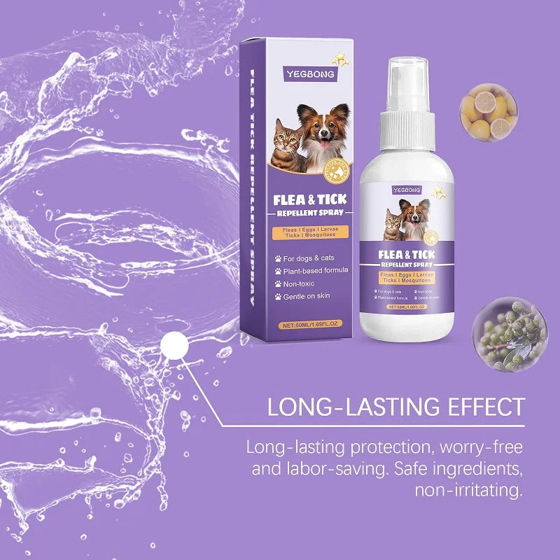 Pet Flea Tick Mites Repellent Shooting Spray with Natural Ingredients Essential Oils for Dogs and Cats External Insect Remover