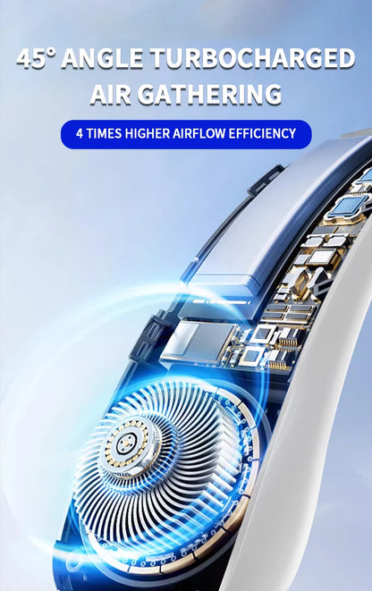 2025 Mini Neck Fan Hanging Neck Fan Portable Leaveless Air Conditioner Digital Display Air Conditioner Charging Neck Fan