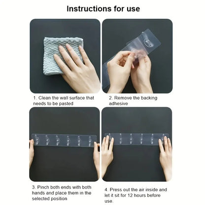 Transparent 6 Row Hooks No Trace Strong Hooks Sticky Rear Row Hooks for Hanging Towels Clothes and Coats Bathroom Accessories