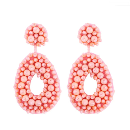 Bohemian Black Beaded Earrings Handmade Beads Drop Dangle Earrings For Women Statement Earrings Big Jewelry Brincos Accessories