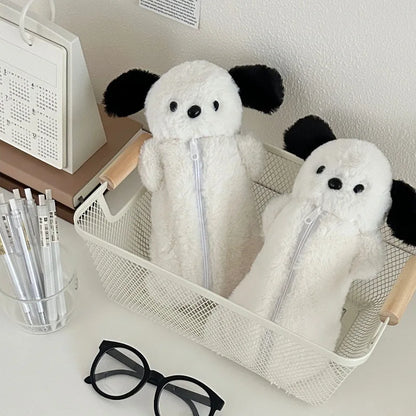 Korea Style Puppy Pencil Case Soft Plush School Stationary Big Capacity Pen Bag For Student Kawaii Stationary
