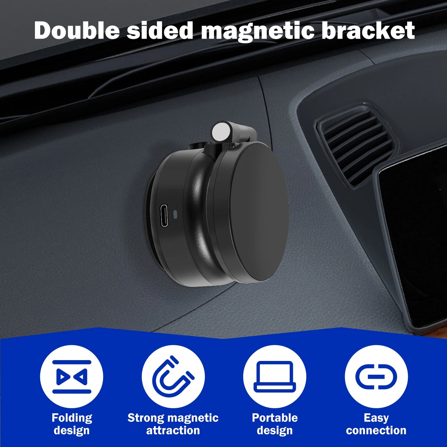 Suction Cup Phone Mount 360° Rotation Magnetic Phone Holder Multifunctional Portable Car Cellphone Holder for Smooth Surface