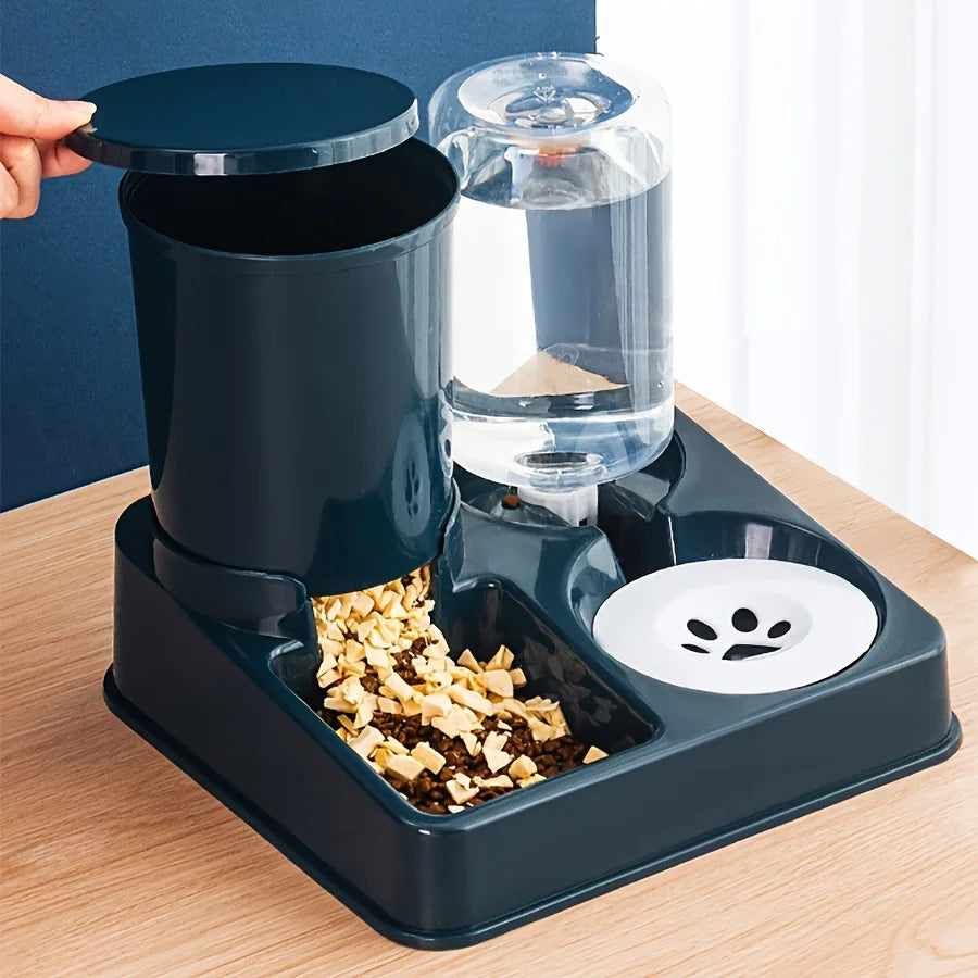 2-in-1 Automatic Pet Feeder and Water Dispenser Set-Gravity Feeding & Drinking Station, No Battery Required, Indoor Use for Dogs