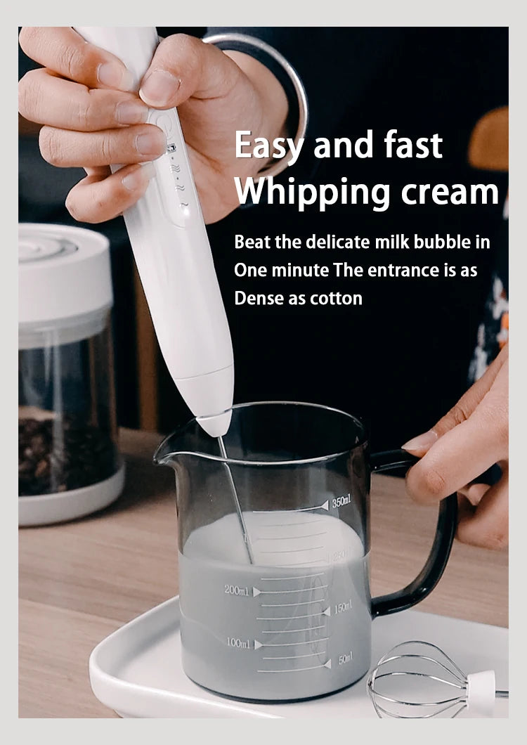 BINCOO Electric Milk Foamer Blender Stainless Steel Handheld Milk Frother Wireless Coffee Whisk Mixer Egg Beater Kitchen Tools