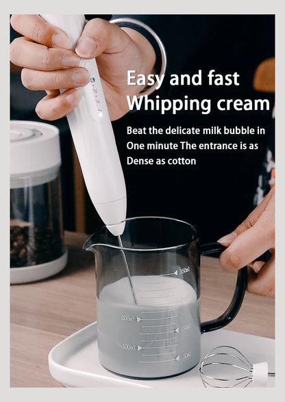 BINCOO Electric Milk Foamer Blender Stainless Steel Handheld Milk Frother Wireless Coffee Whisk Mixer Egg Beater Kitchen Tools