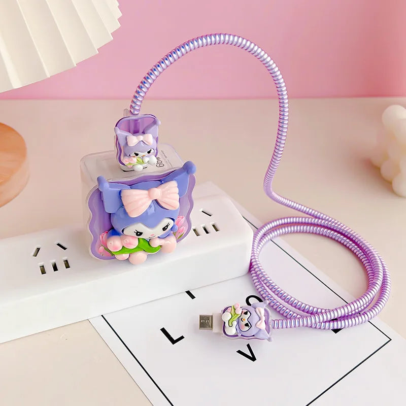 Joytop Sanrio 5Pcs Set Cable Protector for Huawei 35W/40W/66W/88W/100W Fast Charger Case Phone Wire Cord Organizers Winder