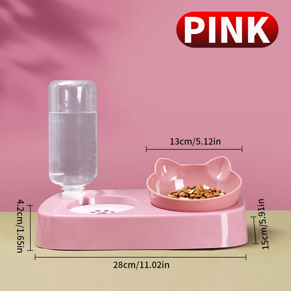 Pet feeding double bowl, automatic water dispenser, convenient, suitable for feeding cats and dogs
