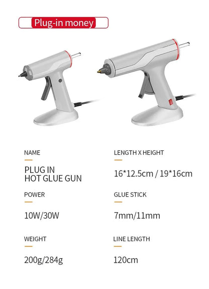 Mini Cordless Hot Melt Glue Gun, High Temperature Electric Repair Tool, DIY Power Tools, Plug-in Household, 10W, 80W, 7mm, 11mm