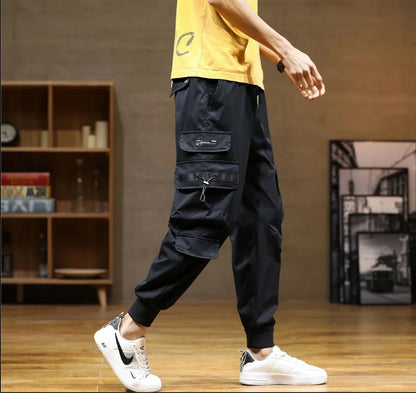 Classic Design Multi Pocket Cargo Pants, Men's Casual Loose Fit Drawstring Cargo Pants/Joggers For Spring Summer Outdoor