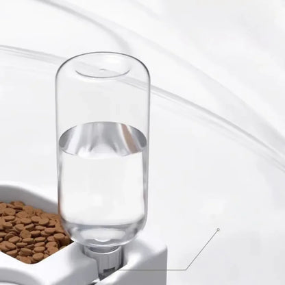 Automatic Water Bowl Feeder with Dispenser - Corner Pet Food Dish Moisture-Proof Drinking & Feeding Bowl for Dogs and Cats