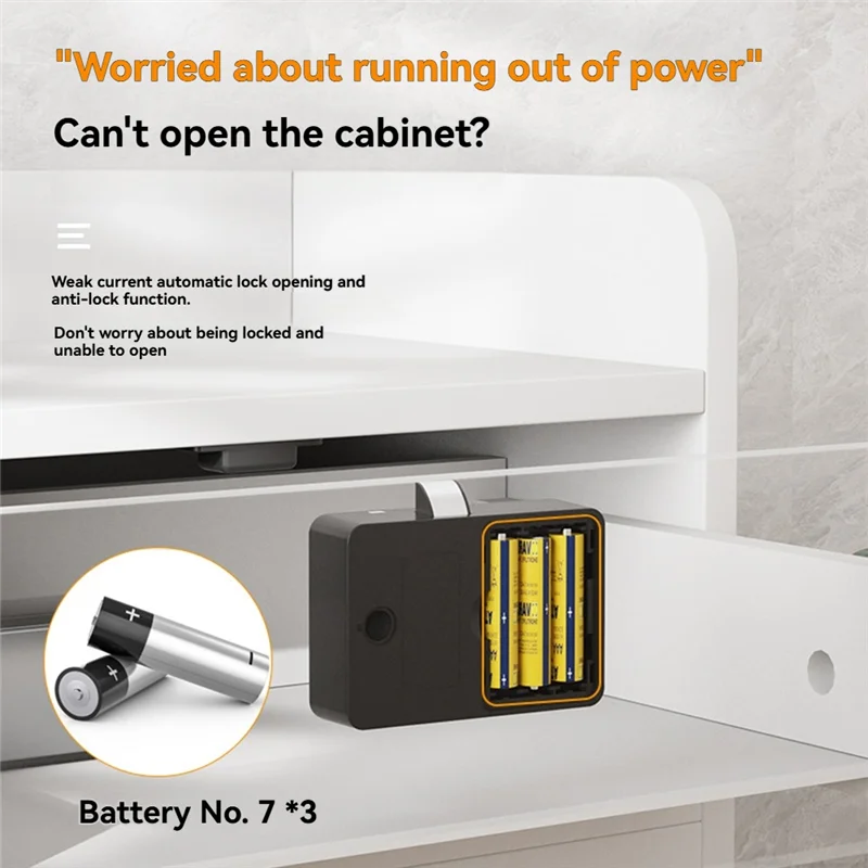 ABUO-Drawer Wardrobe Lock Electronic Lock Childproof No Drilling Safety Electric Door Lock For Home Cabinet Security
