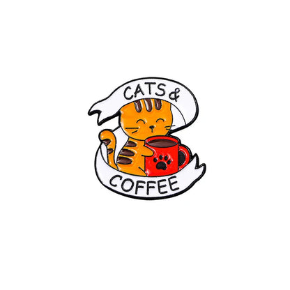 Creative Coffee Enamel Brooch Spaceship Coffee Elements Need By Coffee Power Books Cat Coffee Cups Metal Badge Lapel Pin Jewelry