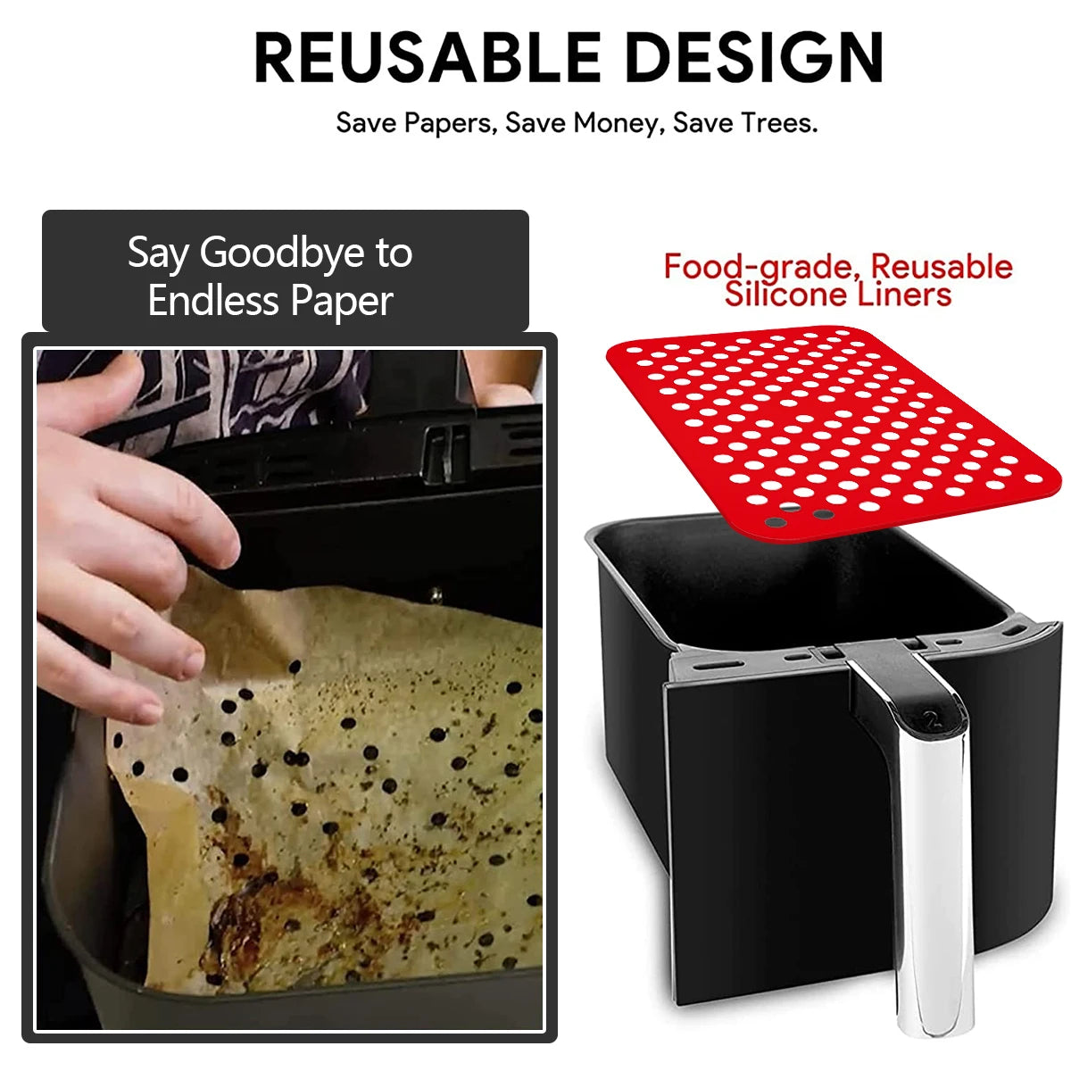 Air Fryer Silicone Mat Reusable Air Fryer Liners Non-Stick Silicone Mats Kitchen Accessories Baking Mat Pastry Tools Bakeware