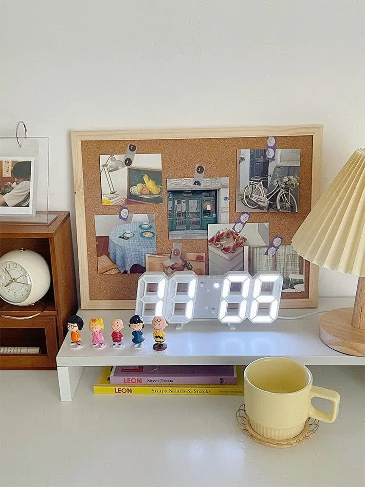 3D digital alarm clock desktop clock wall-mounted living room electronic clock home bedroom ornament clock table clock