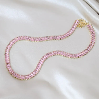 Korean hot selling fashion jewelry, copper inlaid zircon, luxury shiny necklace sexy ladies party necklace