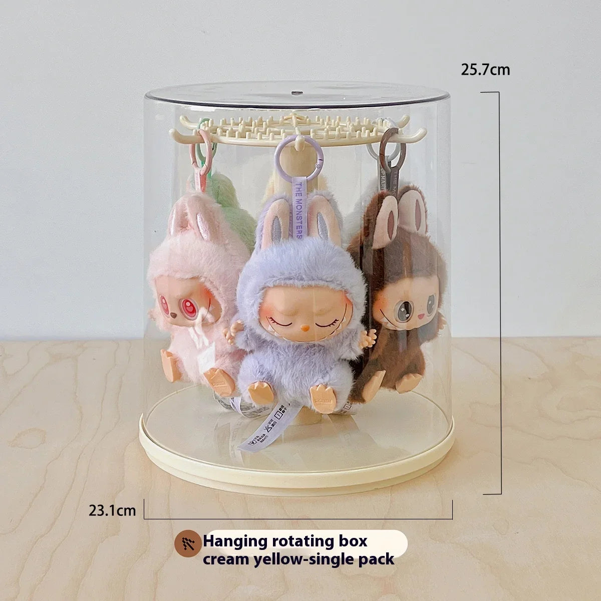 Labubu pendant display box, rotatable transparent Labubu doll, handmade blind box, storage display stand, decorative ornaments,
