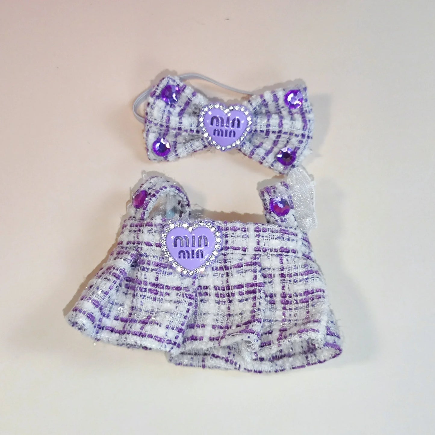 Labubu Sitting Party Outfit V1 V2 Doll Clothes Classic Grid Dress with Fragrance Kids Gift Set