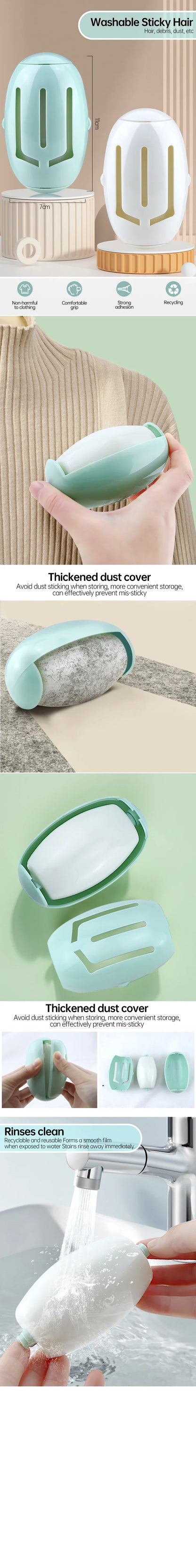 Washable Lint Remover New Multifunctional Portable Roller for Clothes Pet Hair Remover Dust Removal Eliminator Brush Hair Sticky