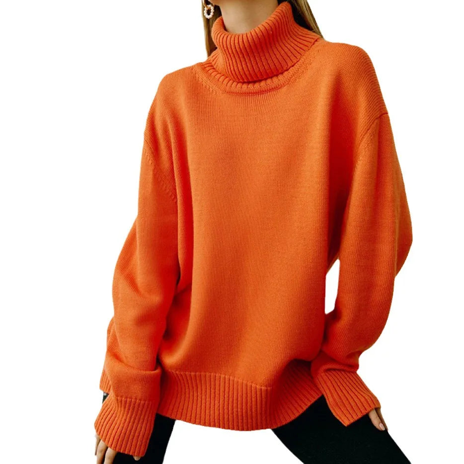 Womens Turtleneck Oversized Sweaters Autumn Chunky Long Sleeve Loose Casual Pullover Slouchy Knit Jumper Tops