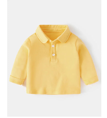 Ins Infant Babys Boys Polo Shirts Autumn Solid Long Sleeve Little Boy Sundershirt Casual Turn Down Collar Toddler Kids Boys Tops