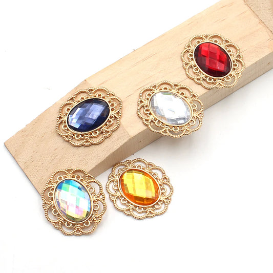 10Pcs 25*30MM Alloy Acrylic Flower Plate Accessories DIY Wedding Clothes Hair Accessories Invitations Decorative Accessories