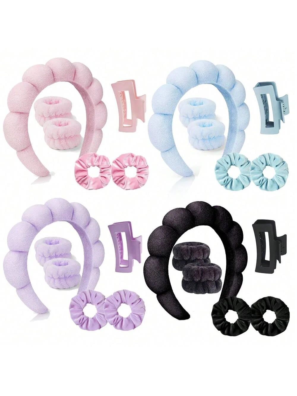 6 Pcs Hair Strapheadband and Wristband Set Skincare,  Spa Headband and Wristband Set, Women's Washing And Skincare Anti Damping