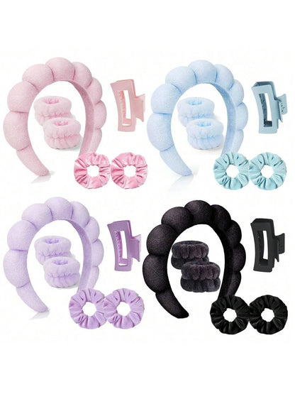 6 Pcs Hair Strapheadband and Wristband Set Skincare,  Spa Headband and Wristband Set, Women's Washing And Skincare Anti Damping