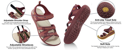 GOLDEN CAMEL Hiking Sandals for Women Strappy Water Sandal Comfortable Lightweight Walking Beach Sandal for Outdoor Sport Travel