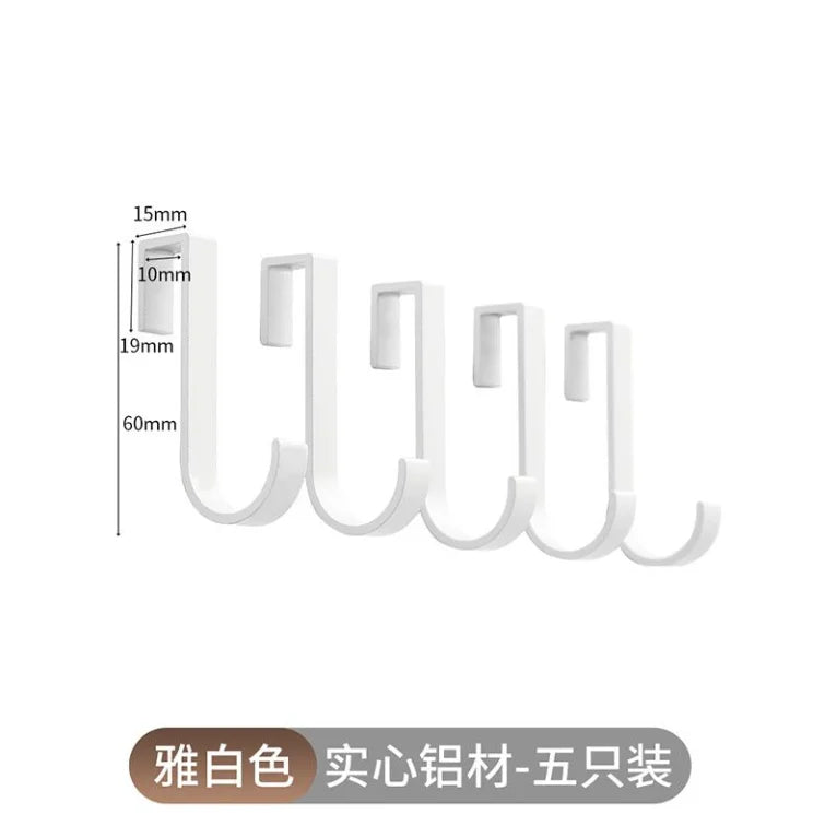 S-hook, Rack special accessories for sliding removal Space, Aluminum punch-free solid thickened metal hooks,5PCS
