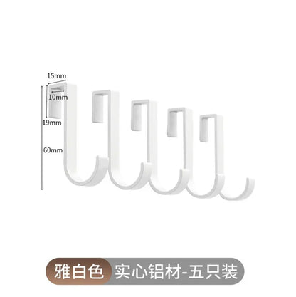 S-hook, Rack special accessories for sliding removal Space, Aluminum punch-free solid thickened metal hooks,5PCS