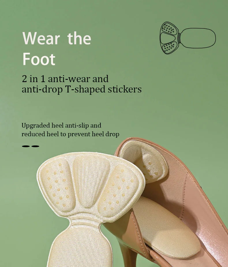 T-Shaped Heel Protectors Stickers Womens Shoes Heel Cushion Foot Care Products Non Slip Shoe Pads High Heels Half Shoe Inserts