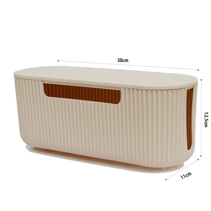 Creative Simple Wire Box Bamboo Wood Cover Cable Management Box Plug Board Storage Box Power Cord Charger Storage