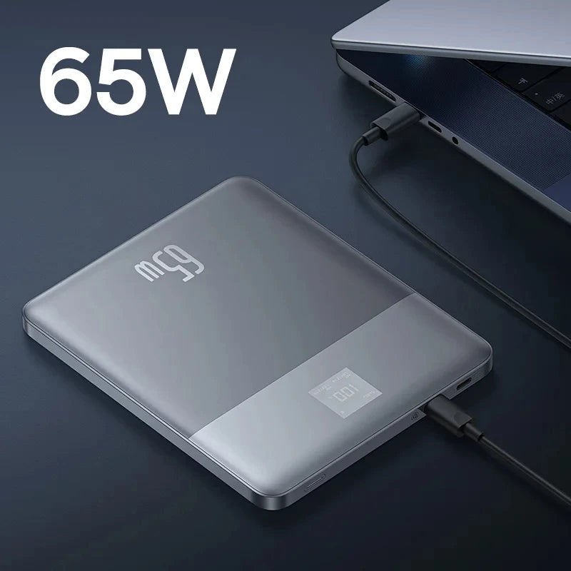 Baseus Power Bank 65W 12000mAh PD Fast Charging Digital Remaining Battery for iPhone 16 Pro Max Huawei Sumsang Notebooks Laptops