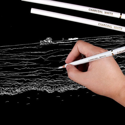 3Pcs Art Supplies Charcoal Pencils Set Drawing Pencil Soft/Medium/Hard Black White Charcoal Pencil