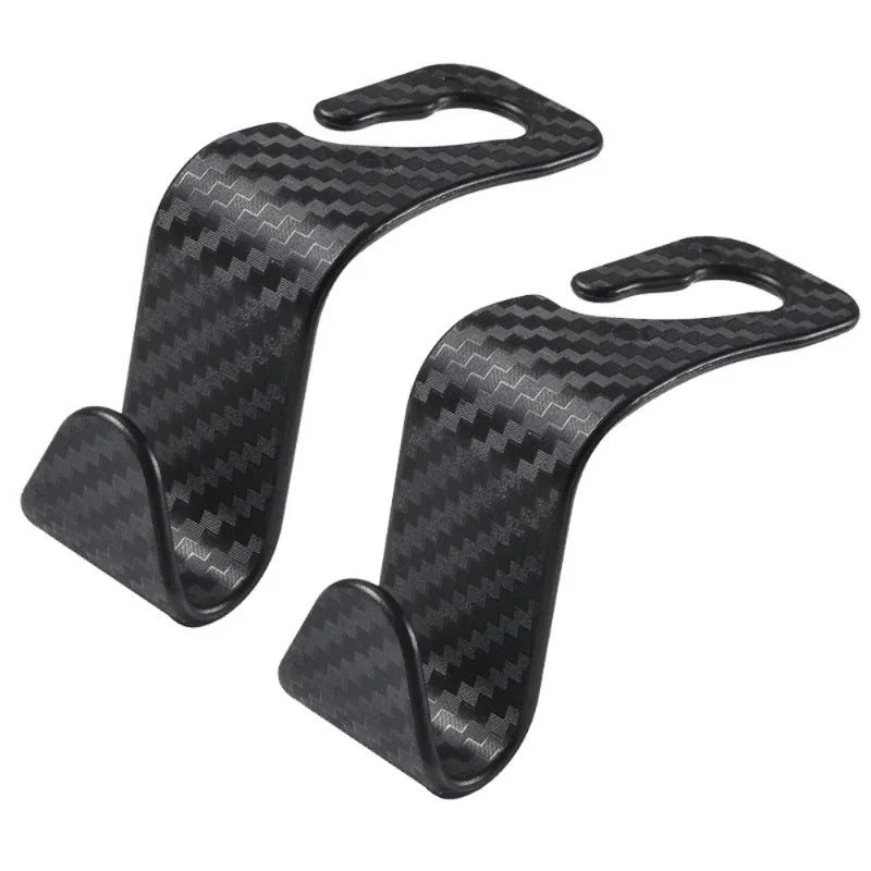 4Pcs Carbon Fibre Hook Car Seat Headrest Hook Auto Back Seat Organizer Hanger Handbag Clothes Bracket Car Interior Accessories