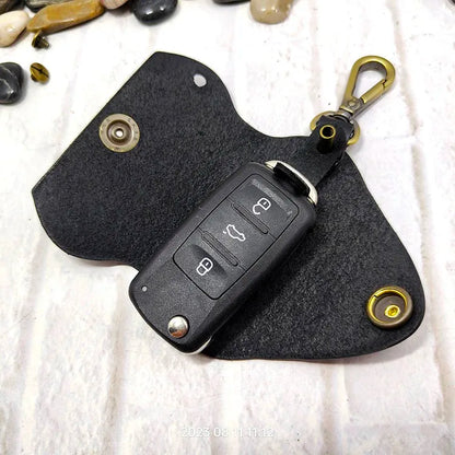 blongk Car Key Case on Waist Small Key Pouch Genuine Leather Key Organizer Key Bag Mini Car Key Holder Men Women 1608