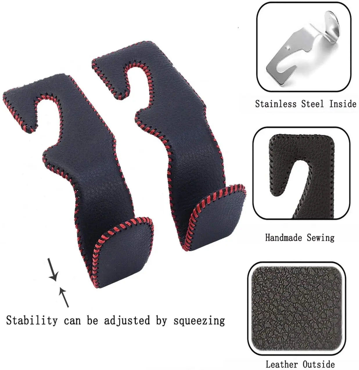 2PCS Car Headrest Hooks Universal Back Seat Hanger Headrest Holder Hooks Leather Car Seat hooks Automobile Interior Accessories