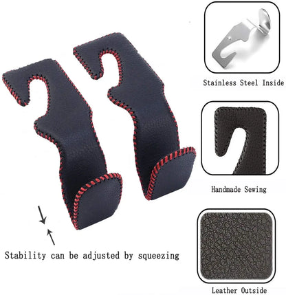 2PCS Car Headrest Hooks Universal Back Seat Hanger Headrest Holder Hooks Leather Car Seat hooks Automobile Interior Accessories