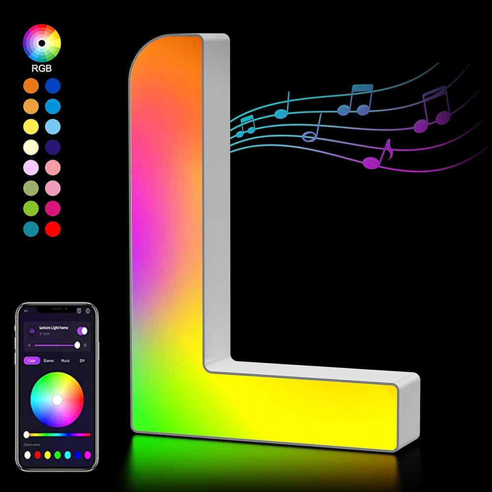 Smart LED Letters Lights Alphabet Light Decorative Name Letter Number Lamp Night Light USB MeRGBW App Music Sync Logo Game Home