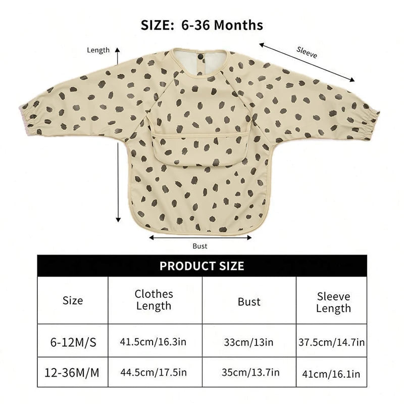 New Children Feeding Aprons Long Sleeve Baby Bib With Pocket Full Cover Kid Gown With Bag Waterproof Long-Sleeve Smock
