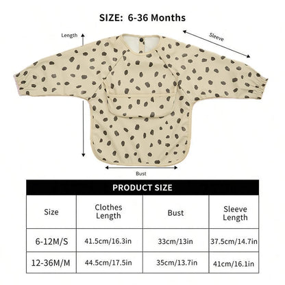 New Children Feeding Aprons Long Sleeve Baby Bib With Pocket Full Cover Kid Gown With Bag Waterproof Long-Sleeve Smock