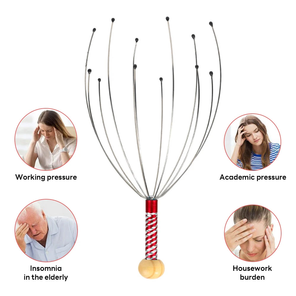 Octopus Head Massager Scratching Scalp Relaxation Relief Increase Blood Circulate Scratcher Relieves Tension Health Care Random