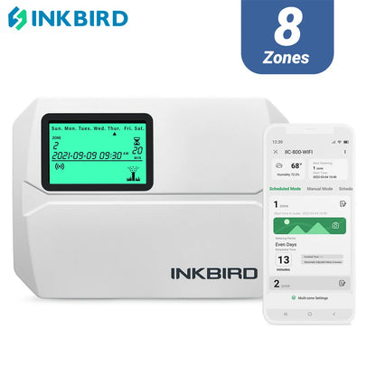 INKBIRD IIC-800-WIFI EU Plug Smart Sprinkler Controller 8 Zones Indoor/Outdoor Irrigation 2.4GHz Wi-Fi Supports Manual Mode