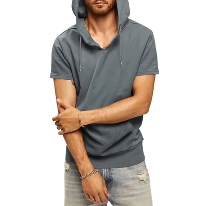 2024 Amazon New Men's Athleisure European and American Hooded Loose Short Sleeves