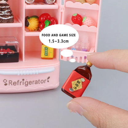 Cute Simulation Microfilm Furniture Double Door Refrigerator 1:12 Dollhouse Kitchen Model Decorations For Girl Birthday Gifts