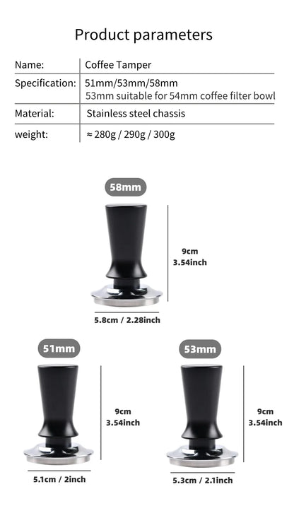 58mm 53mm 54mm 51mm Espresso Tamper Barista Coffee Tamper with Calibrated Spring Loaded Stainless Steel Tampers