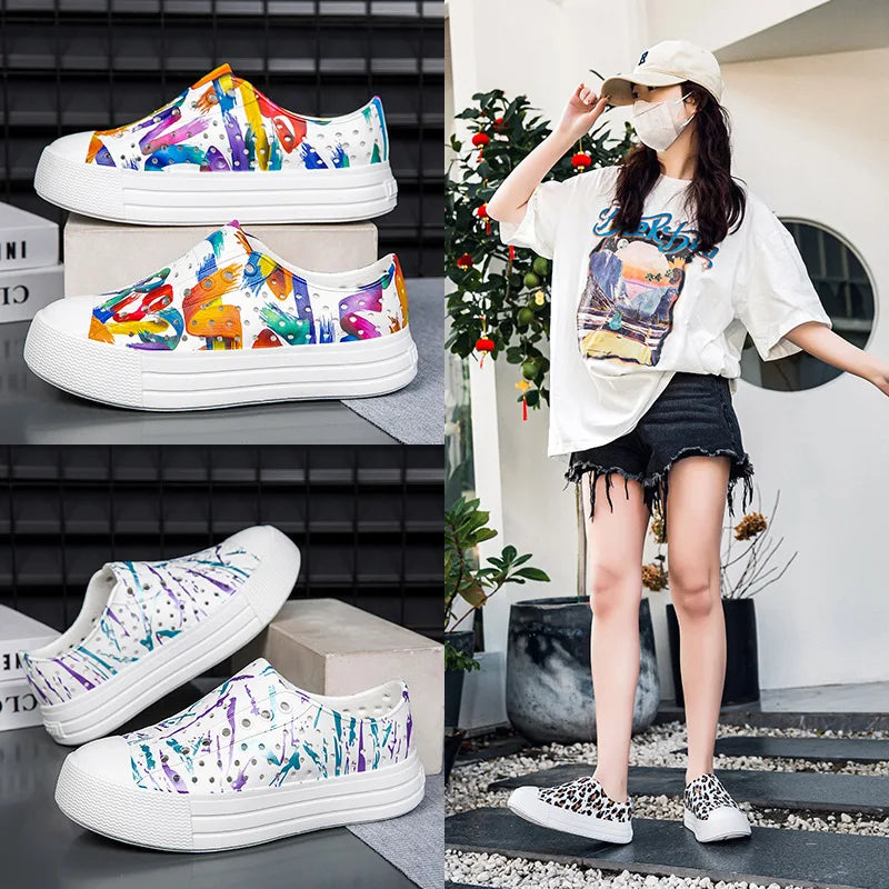 Summer Women Beach Sandal EVA External Wear Cave Sandal Big Kid Casual Shoe Heightening Sandal Thick Bottom Hole Garden Shoe