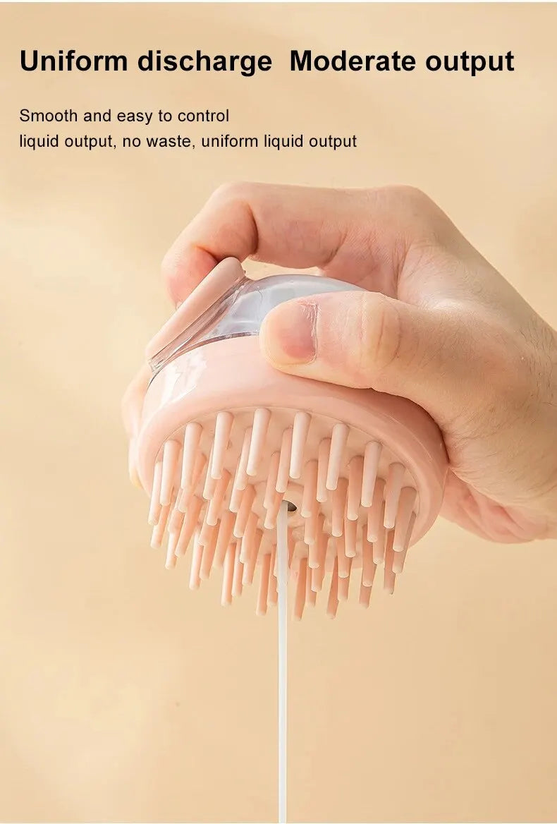 Shampoo Comb Brush Liquid-Infused Hair Brush Head Cleaning Massager Pet Bathing Scalp Massager Multi-functional Body Scrub Brush