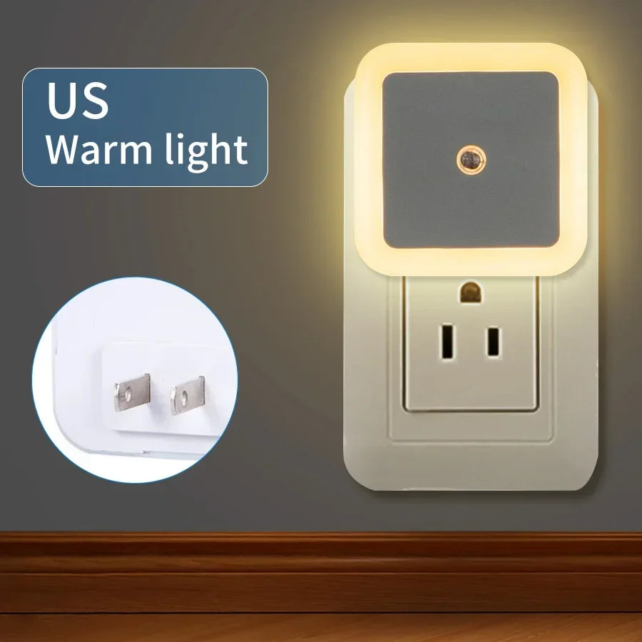 LED Night Light Smart Light Sensor Wall Lamp US EU Plug in Auto-On/Off Night Lamp for Bedroom Kitchen Hallway Stairs Nightlight