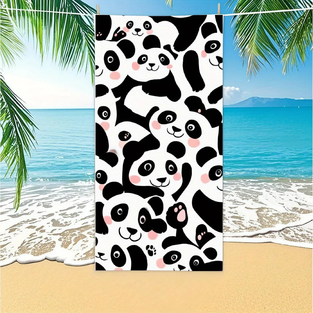 Beach Towel With Cute Panda Doodles Cartoon Beach Towel Design Sports Travel  Swim Pool Yoga More Suitable for Summer